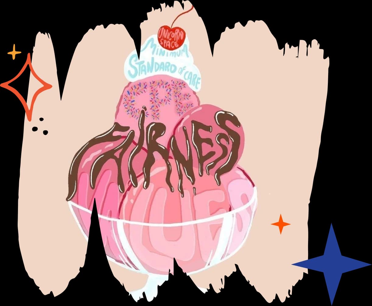 a sundae of Values, CPE, drizzled with Fairness and topped with a Minimum standard of care and Unicorn space